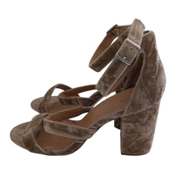 Urban Outfitters UO Velvet Heels Shoes Wedge Platform Block Strap Women Size 10 - Picture 4 of 10